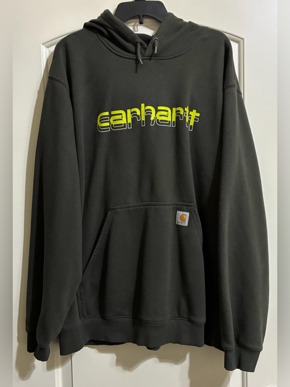 Carhartt Men’s Olive Green Graphic Rain Defender Sweatshirt Hoodie Size 2XL